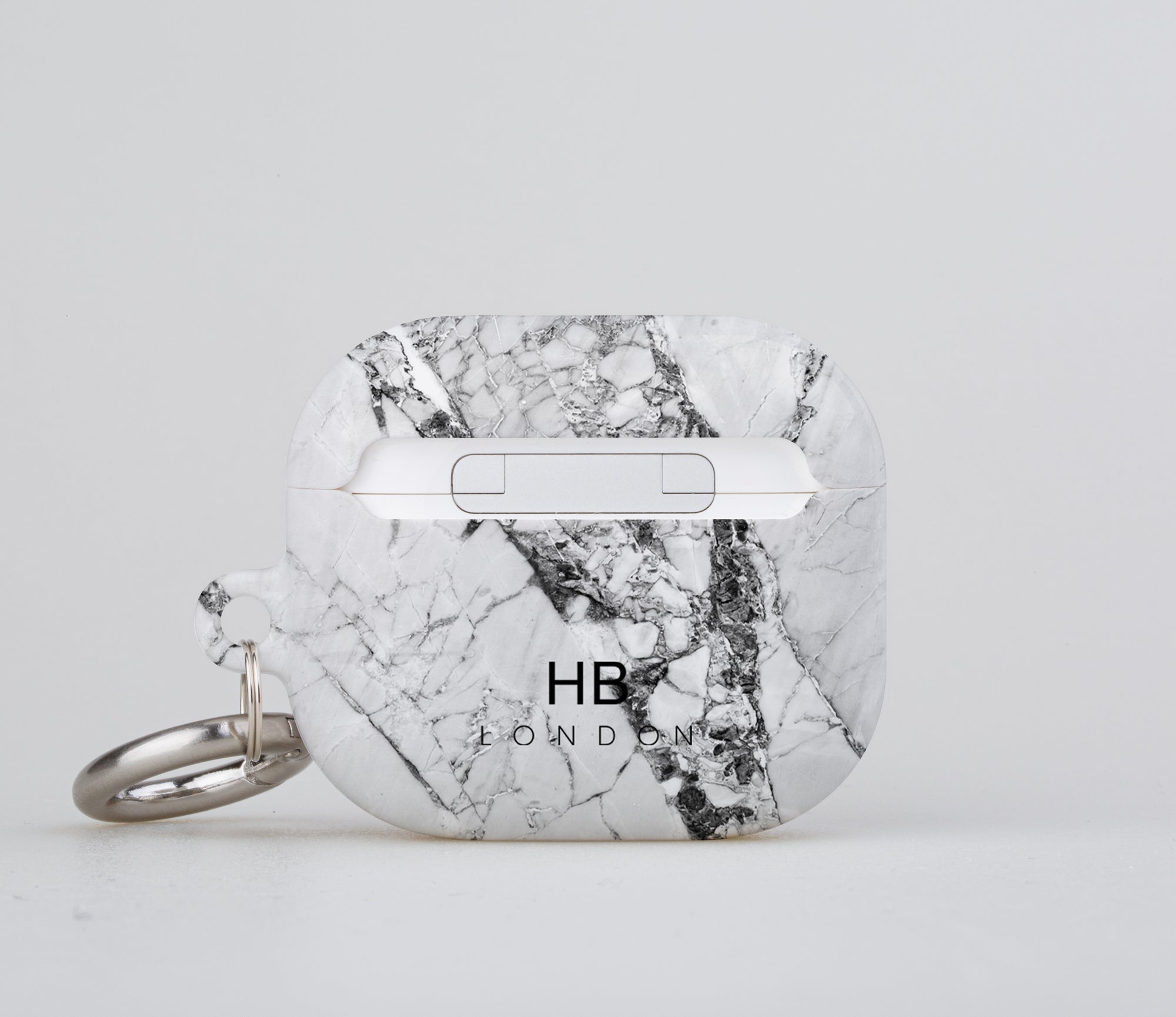Personalised Monochrome Cracked Marble with Black Font Initial AirPod Case