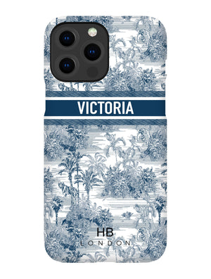 Personalised Navy Tiger Toile with Designer Font Initial Phone Case - HB LONDON