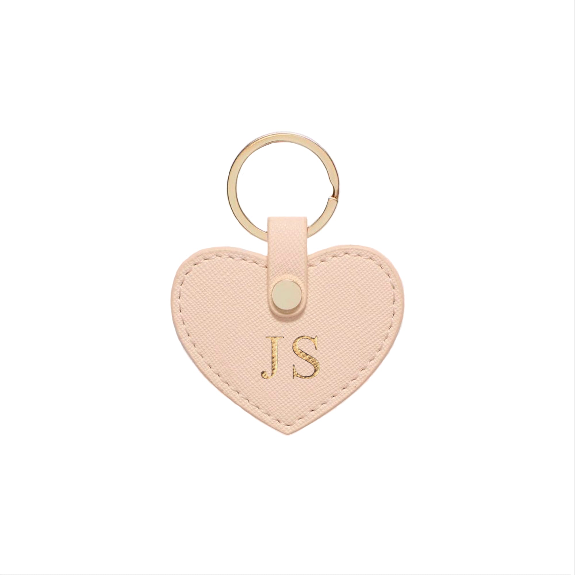 Peach Pink Saffiano Leather Key Ring - HB LONDON