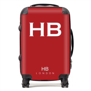 Personalised Red with White Font Initial Suitcase - HB LONDON