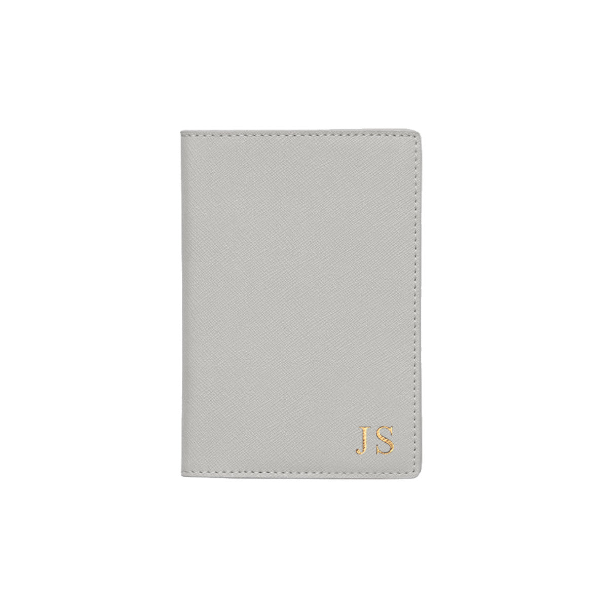 Silver Grey Saffiano Leather Passport Holder - HB LONDON