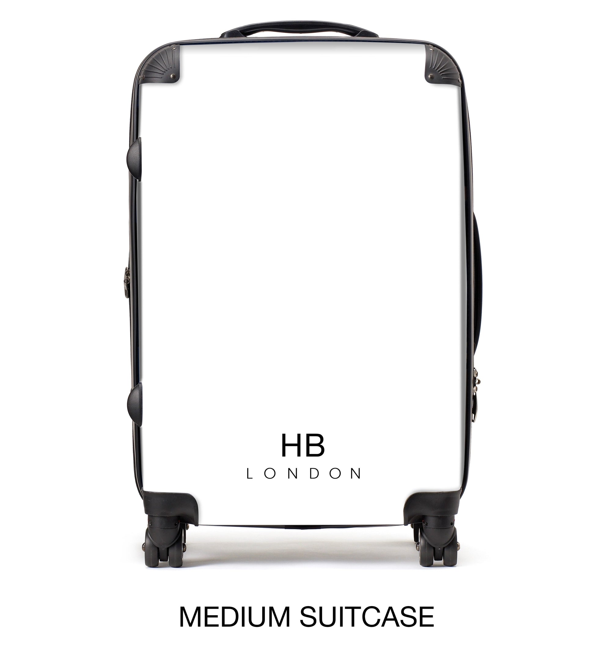 Personalised Black Marble with White Font Initial Suitcase - HB LONDON