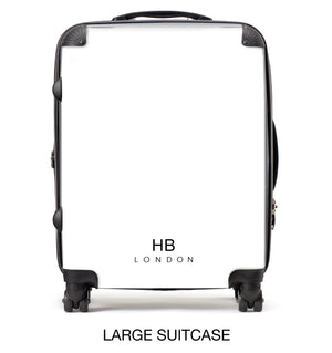 Personalised Black Marble with White Font Initial Suitcase - HB LONDON