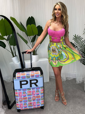 Personalised Lisbon Market with Black Font Initial Suitcase