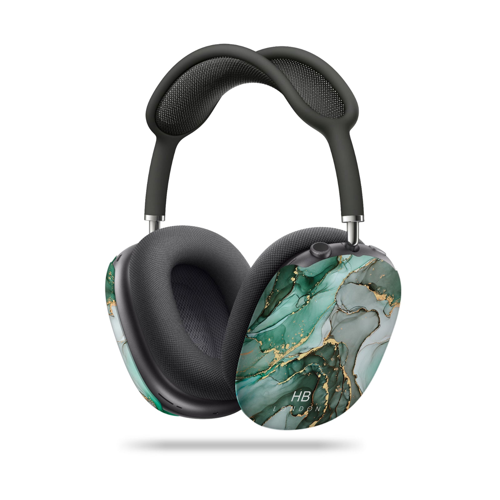 Personalised Emerald and Gold Ink Marble AirPod Max Case