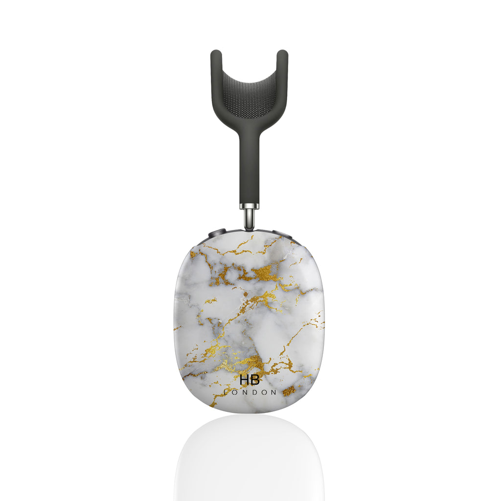 Personalised White and Gold Foil Marble AirPod Max Case
