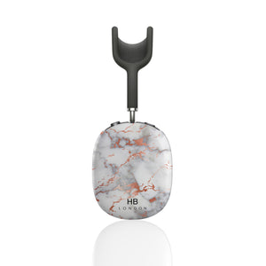 Personalised White and Rose Gold Foil Marble AirPod Max Case