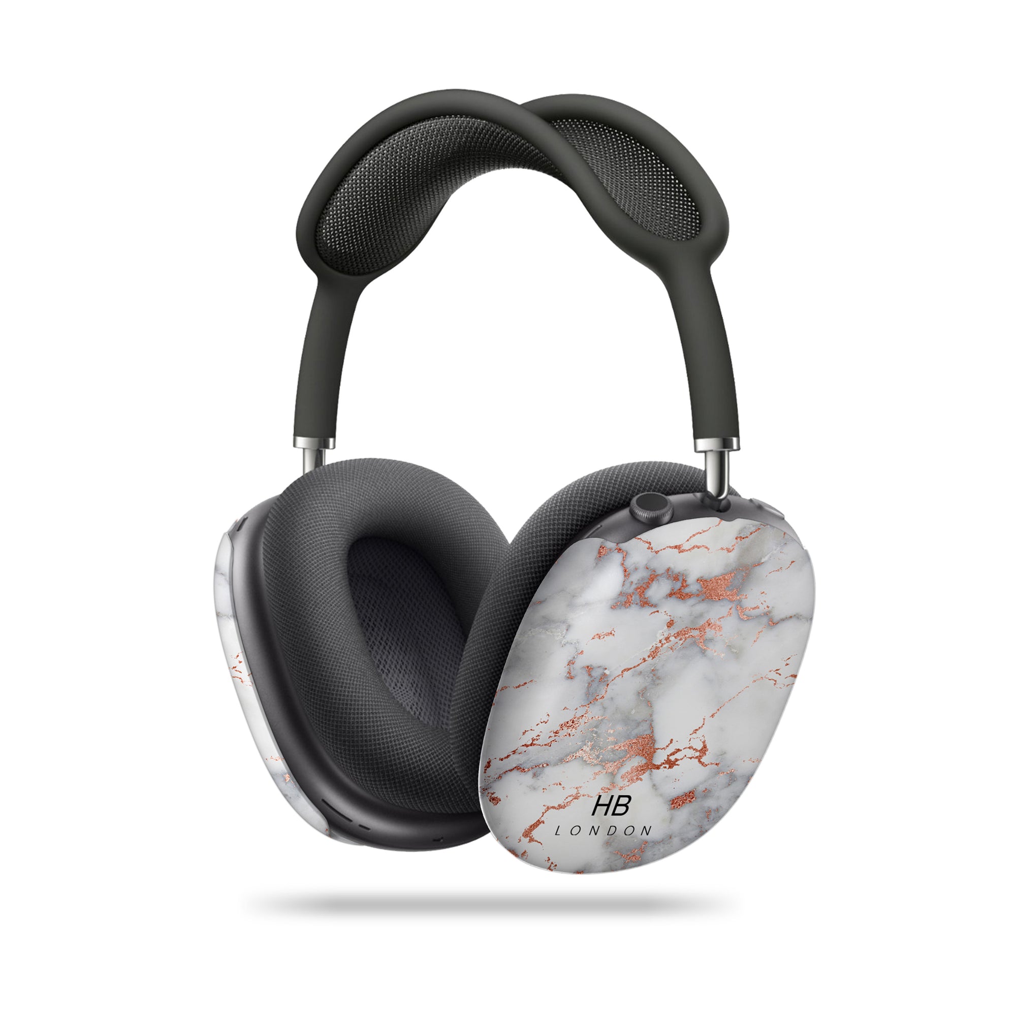 Personalised White and Rose Gold Foil Marble AirPod Max Case