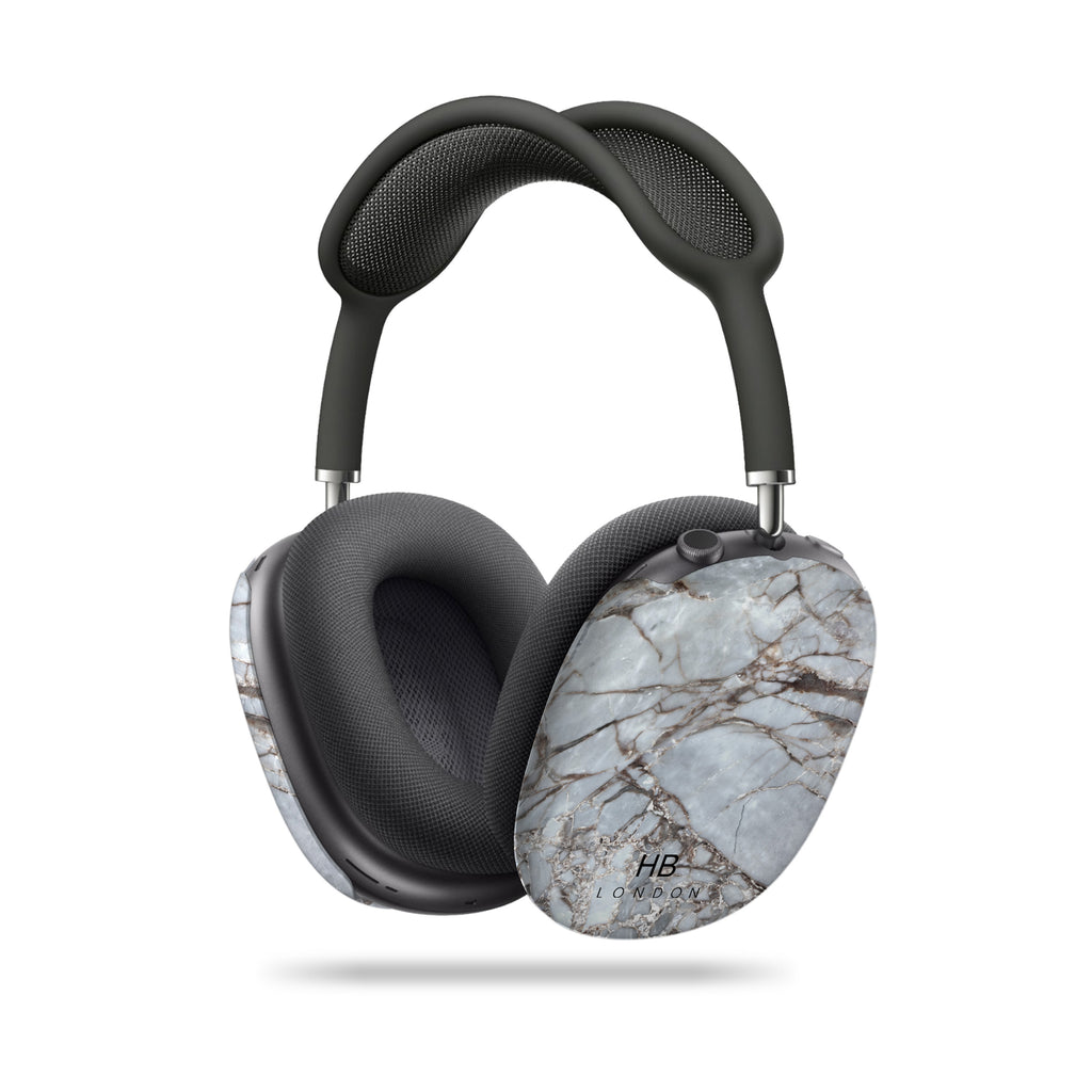 Personalised Silver Grey Shattered Marble AirPod Max Case