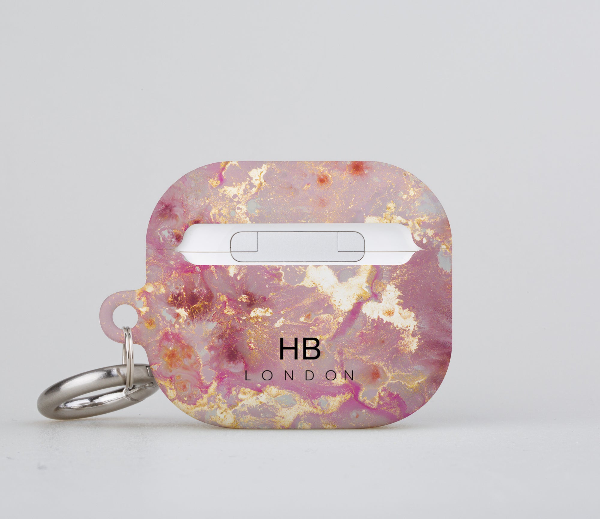 Personalised Pink and Gold Marble with Black Font Initial AirPod Case