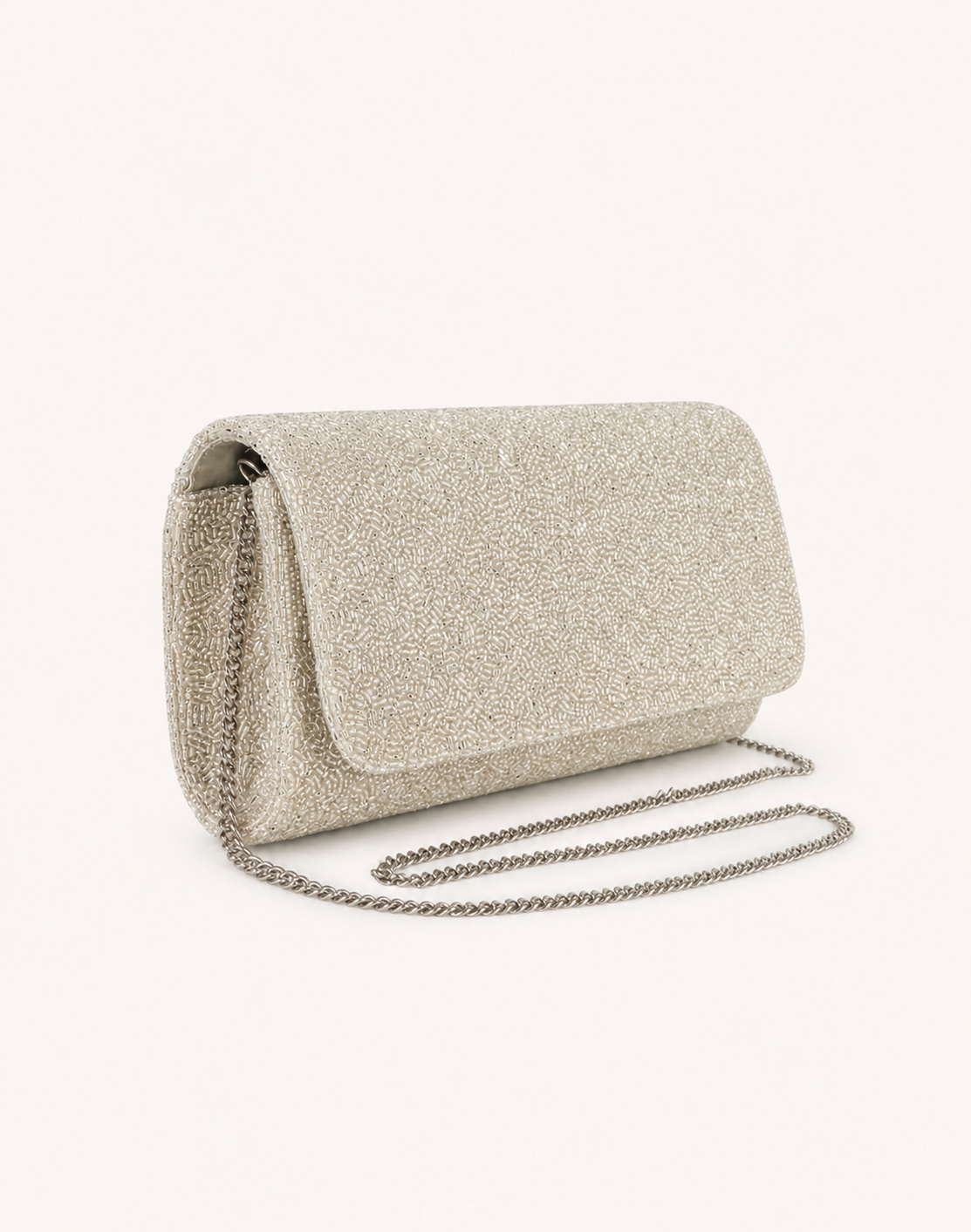 Juliette Silver Beaded Clutch Bag