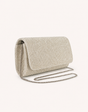 Juliette Silver Beaded Clutch Bag