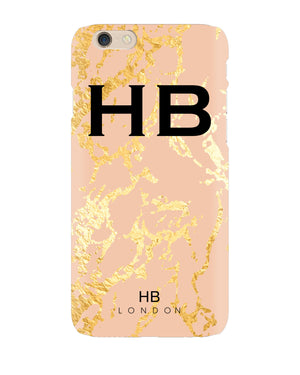 Personalised Blush and Gold Marble Initial Phone Case - HB LONDON