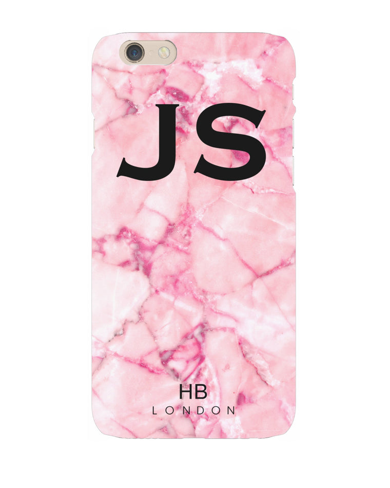 Personalised Pink Shattered Marble Initial Phone Case - HB LONDON