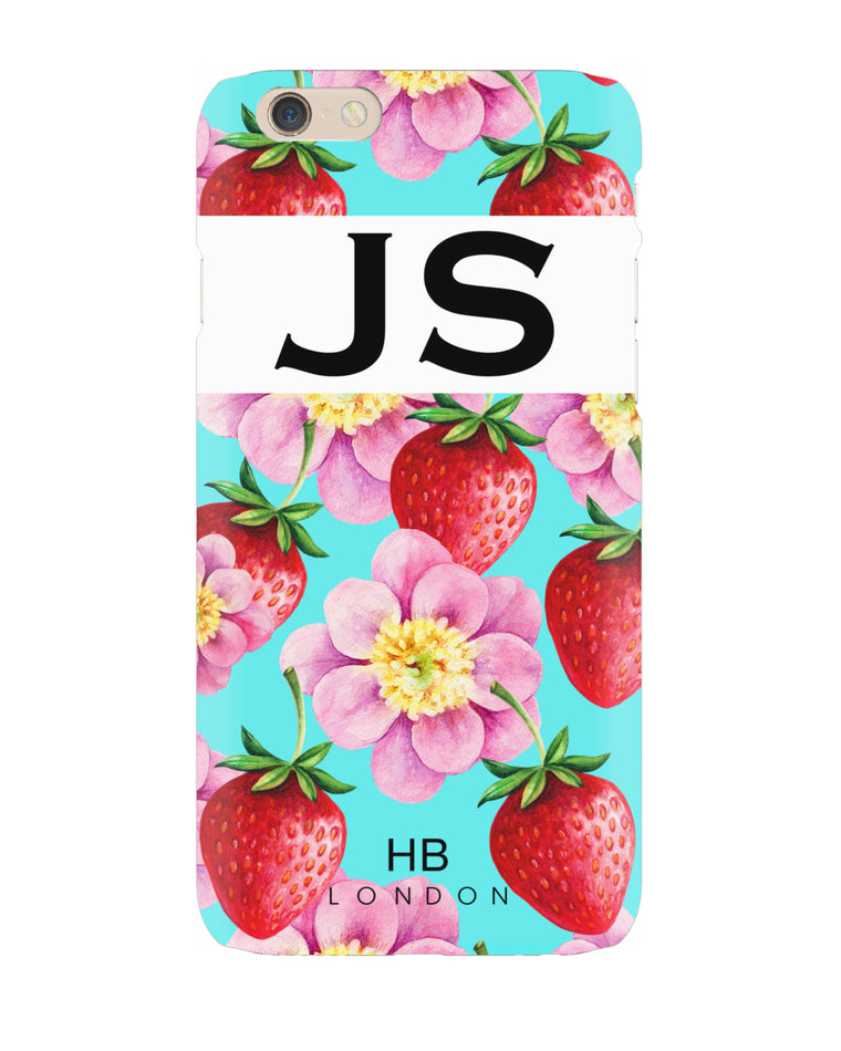 Personalised Strawberry Flowers Initial Phone Case - HB LONDON