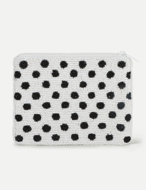 HB London Beaded Polka Dot Bag - Black and White