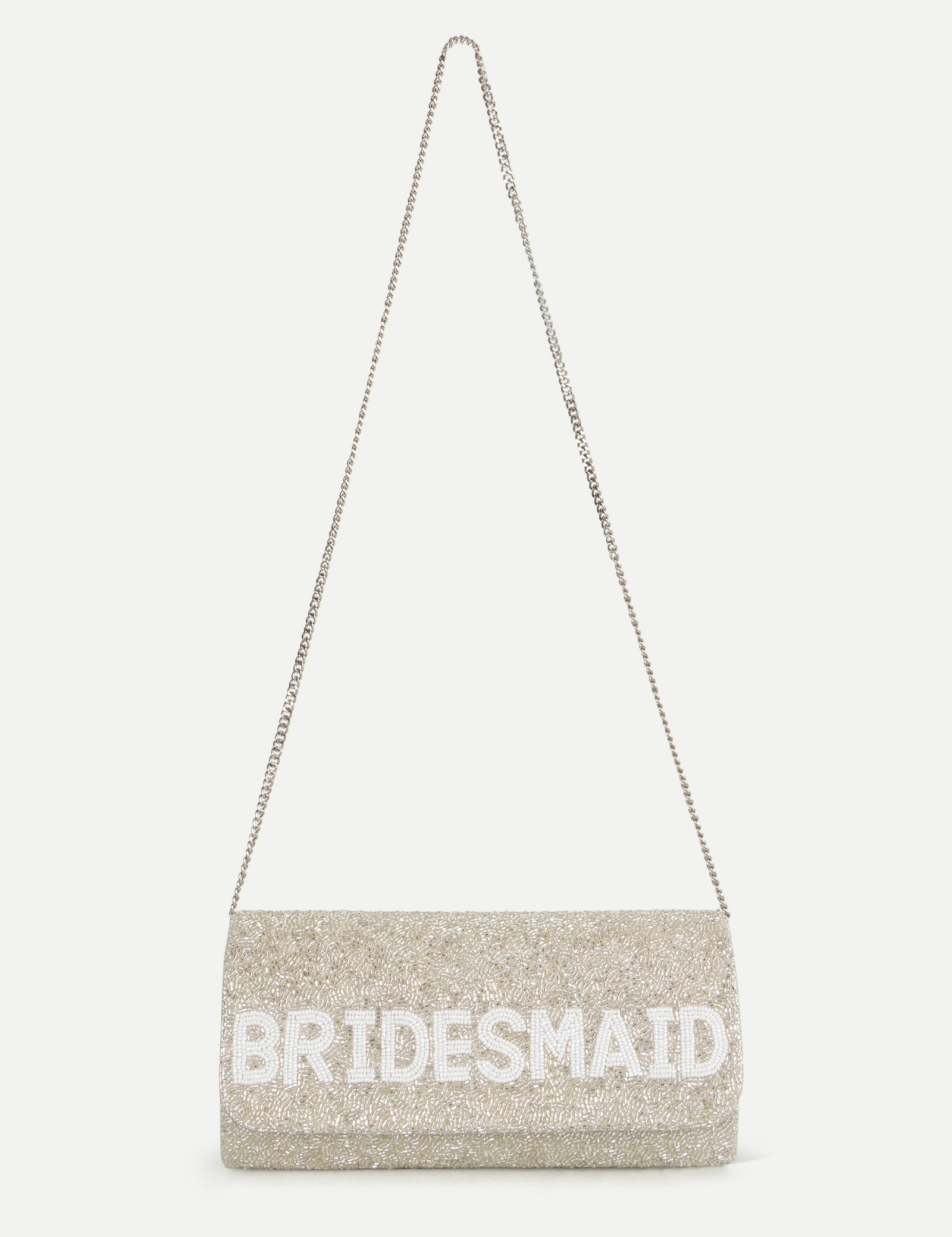 HB London Juliette Beaded Clutch Bag - Gold with White Font