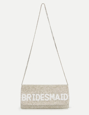 HB London Juliette Beaded Clutch Bag - Gold with White Font