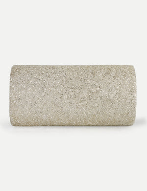 HB London Juliette Beaded Clutch Bag - Gold with White Font