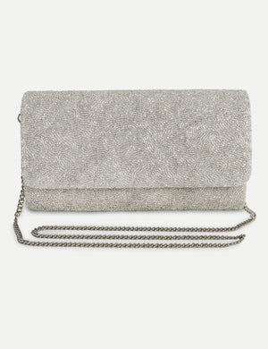 HB London Juliette Beaded Clutch Bag – Silver Inner Personalisation