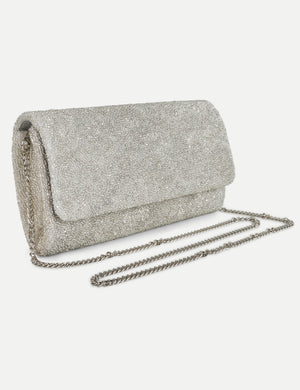 HB London Juliette Beaded Clutch Bag – Silver Inner Personalisation