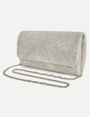 HB London Juliette Beaded Clutch Bag – Silver Inner Personalisation