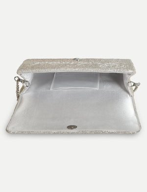 HB London Juliette Beaded Clutch Bag – Silver Inner Personalisation