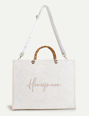 HB London Voyage Beaded Tote Bag - White