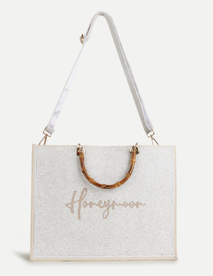 HB London Voyage Beaded Tote Bag - White