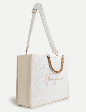 HB London Voyage Beaded Tote Bag - White