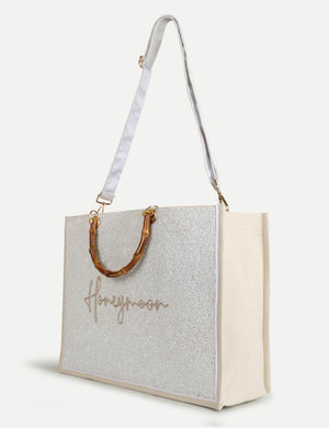 HB London Voyage Beaded Tote Bag - White