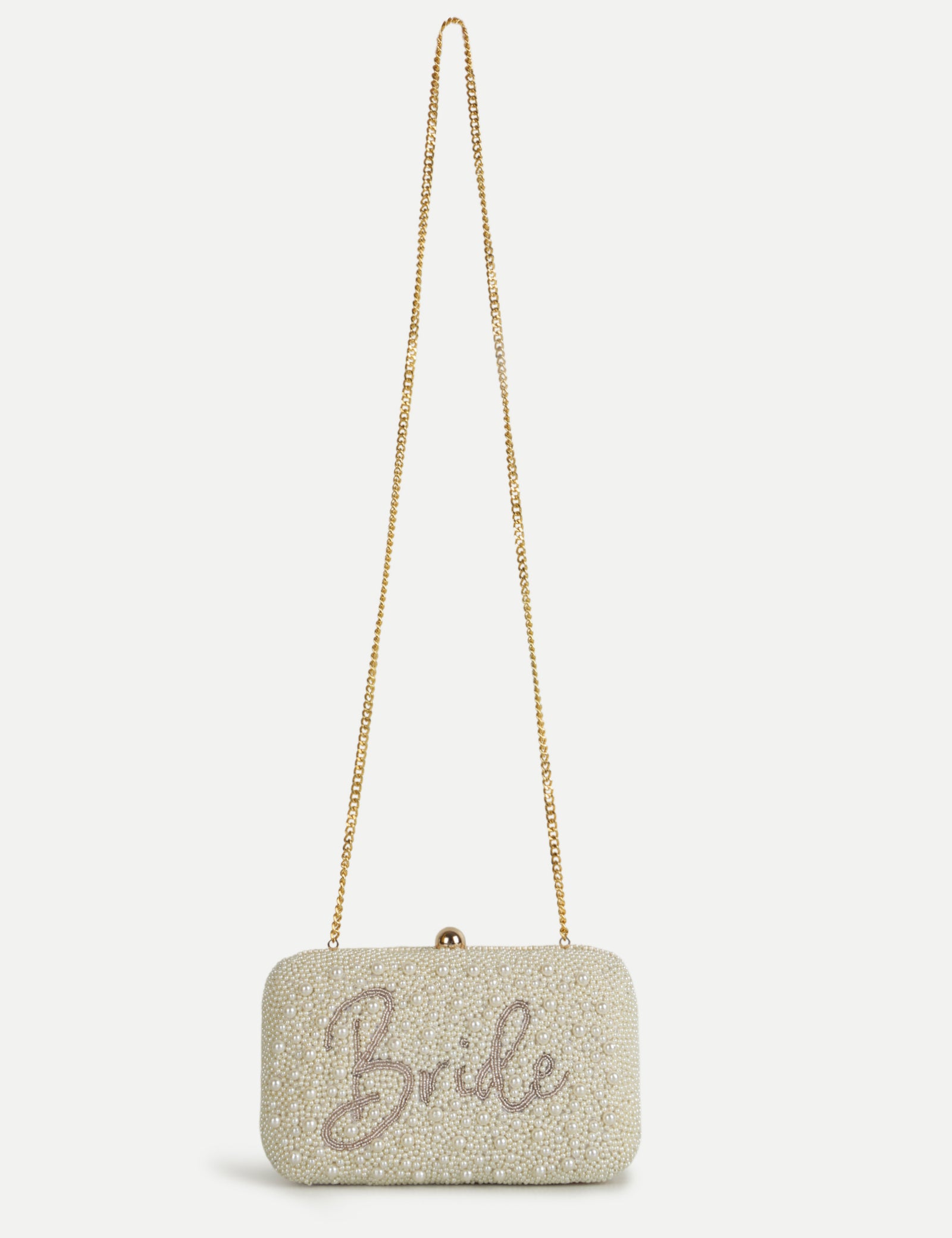 HB London Beaded Pearl Clutch Bag - Gold Hardware