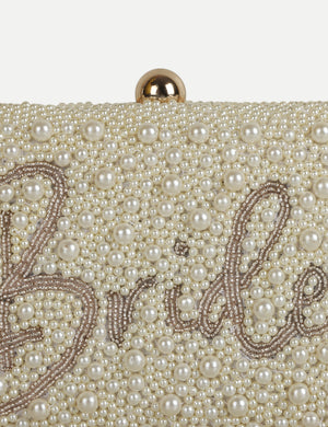 HB London Beaded Pearl Clutch - Gold Hardware