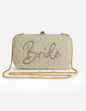 HB London Beaded Pearl Clutch - Gold Hardware