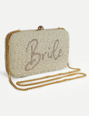 HB London Beaded Pearl Clutch - Gold Hardware
