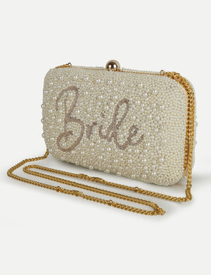 HB London Beaded Pearl Clutch - Gold Hardware