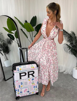 Personalised Côte d'Azur Dreams with Black Font Initial Suitcase
