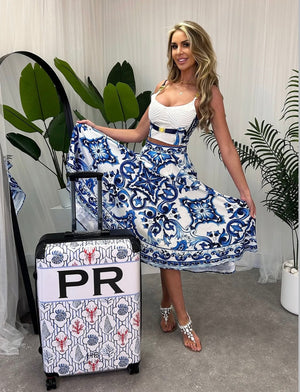 Personalised Adriatic Catch with Black Font Initial Suitcase