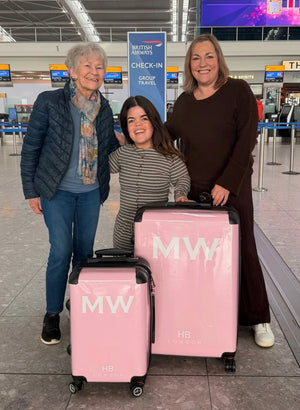 Personalised Blush with White Font Initial Suitcase