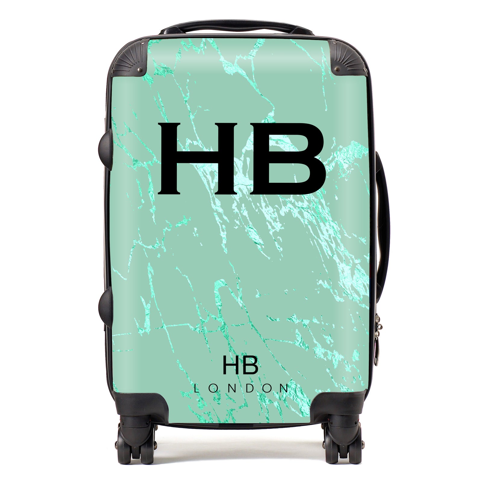 Personalised Mint Foil Marble Initial Suitcase