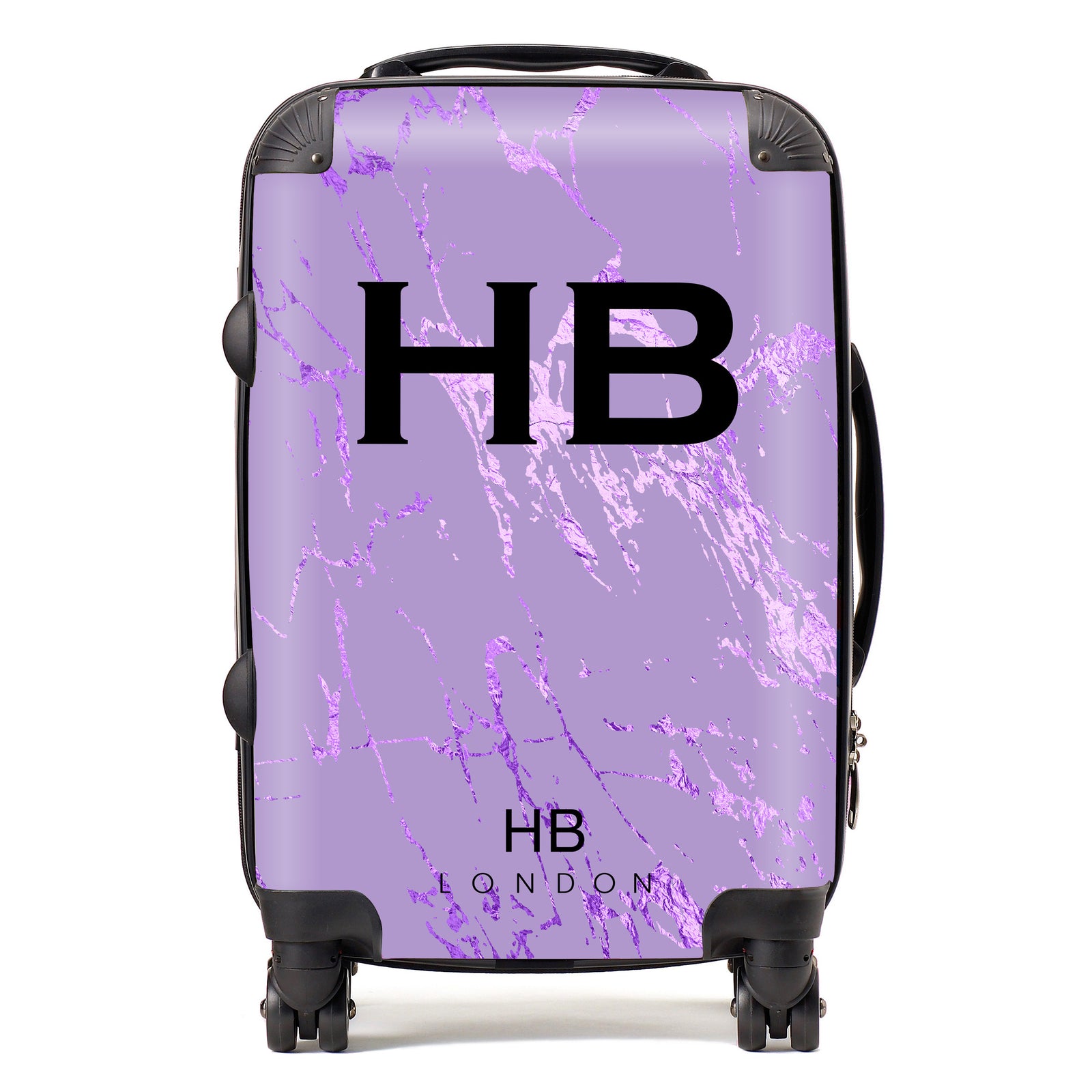 Personalised Purple Foil Marble Initial Suitcase