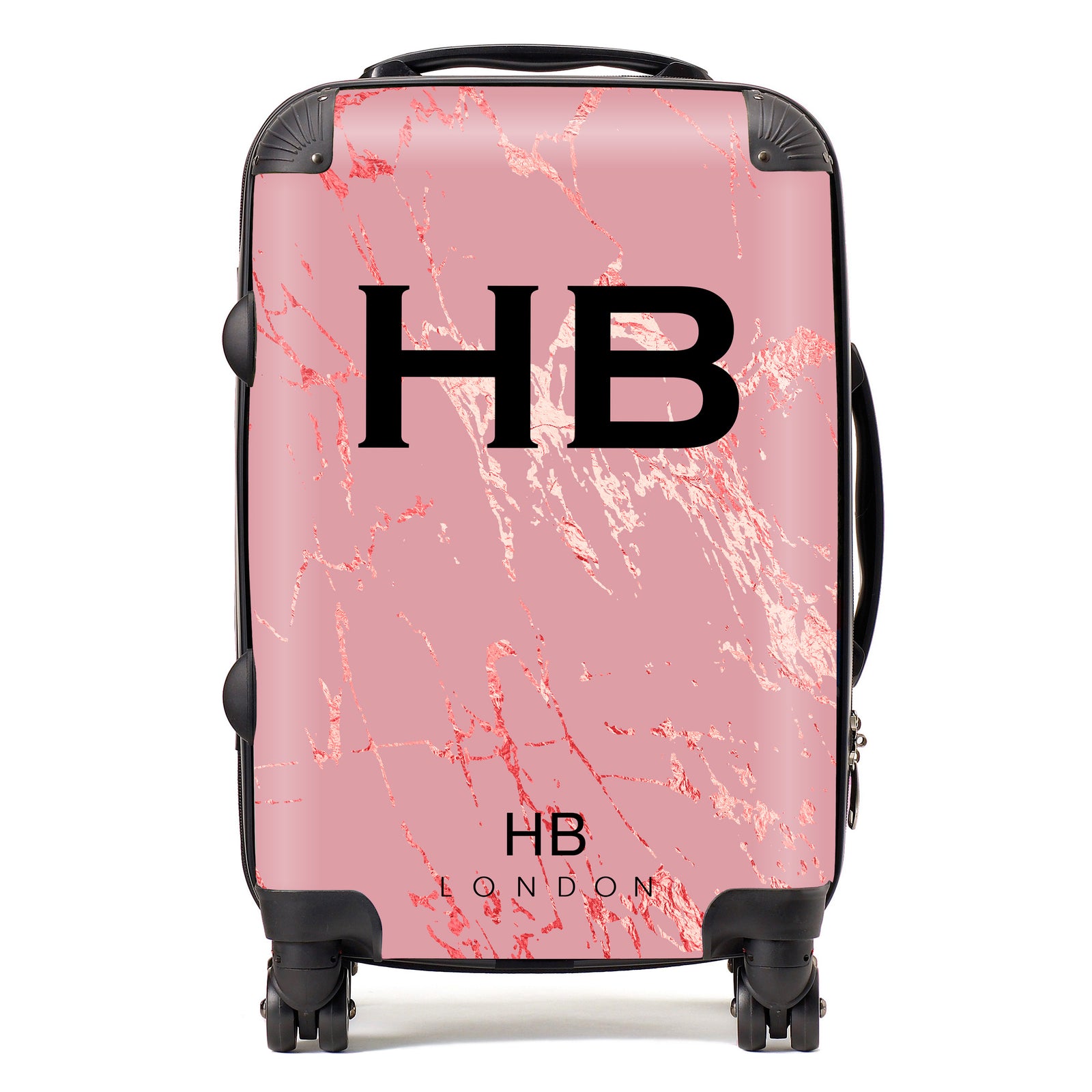 Personalised Rose Foil Marble Initial Suitcase