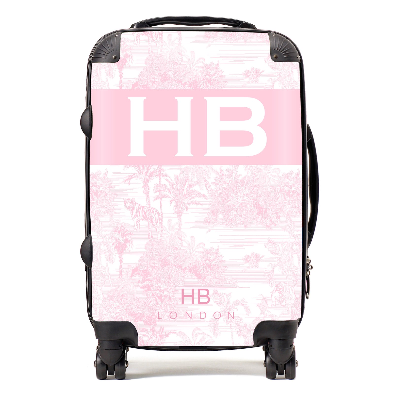 Personalised Cherry Blossom Tiger Toile with Original Font Initial Suitcase