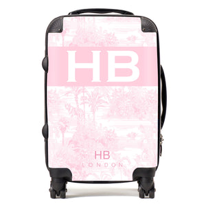 Personalised Cherry Blossom Tiger Toile with Original Font Initial Suitcase