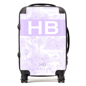 Personalised Spring Lavender Tiger Toile with Original Font Initial Suitcase