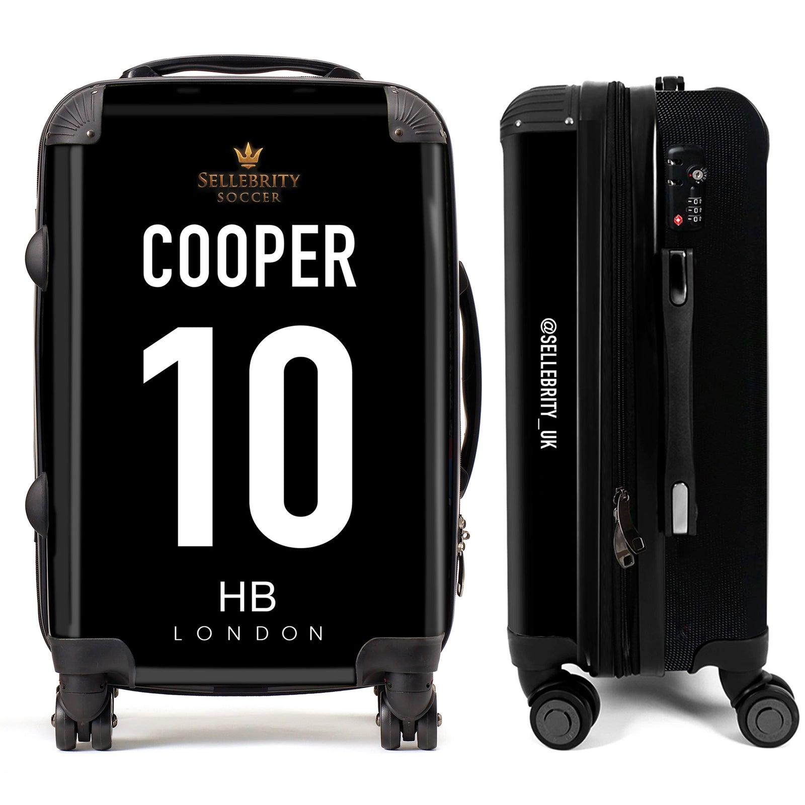 Personalised Black with Sellebrity Soccer Logo Initial Suitcase