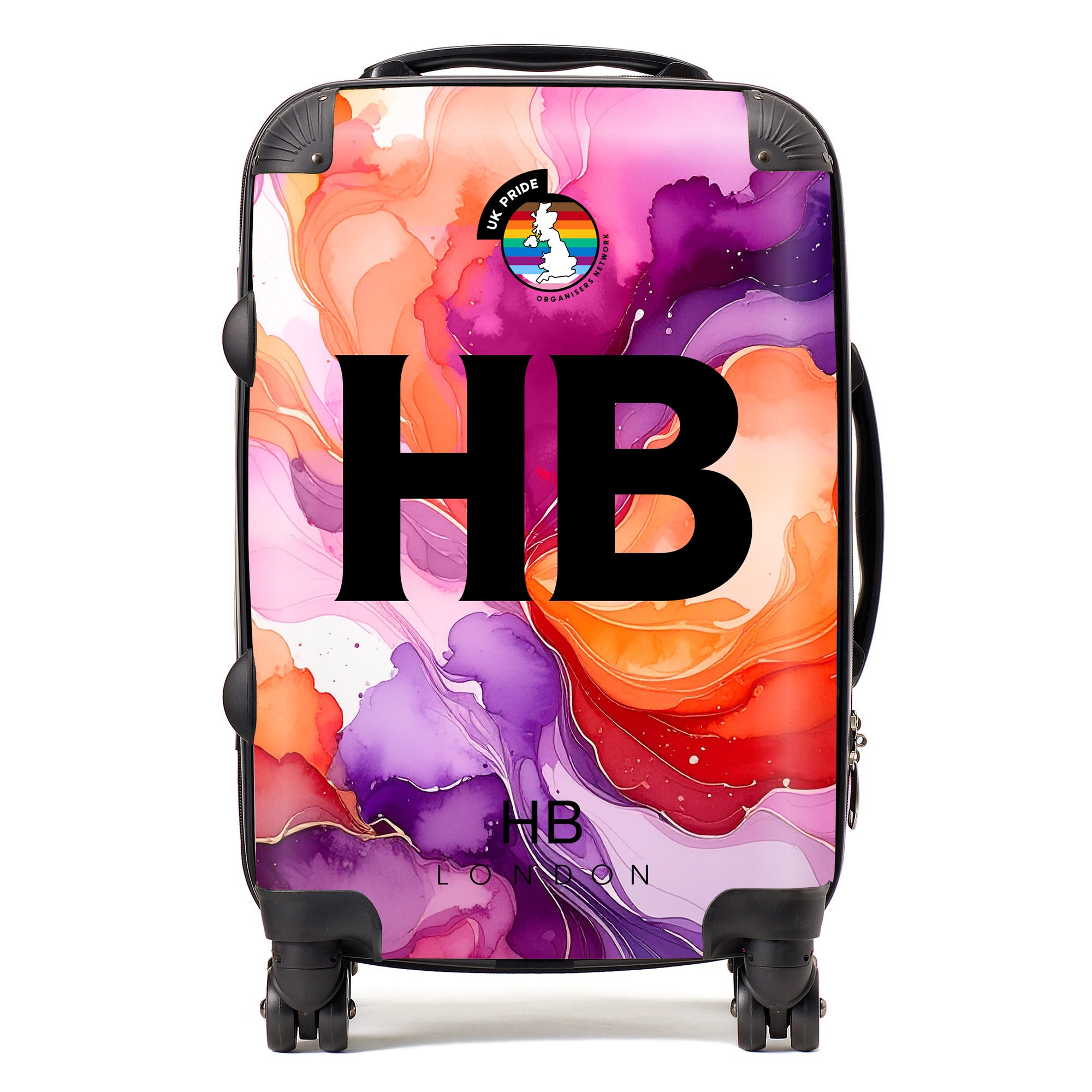 Personalised UKPON Lesbian Pride Marble Initial Suitcase