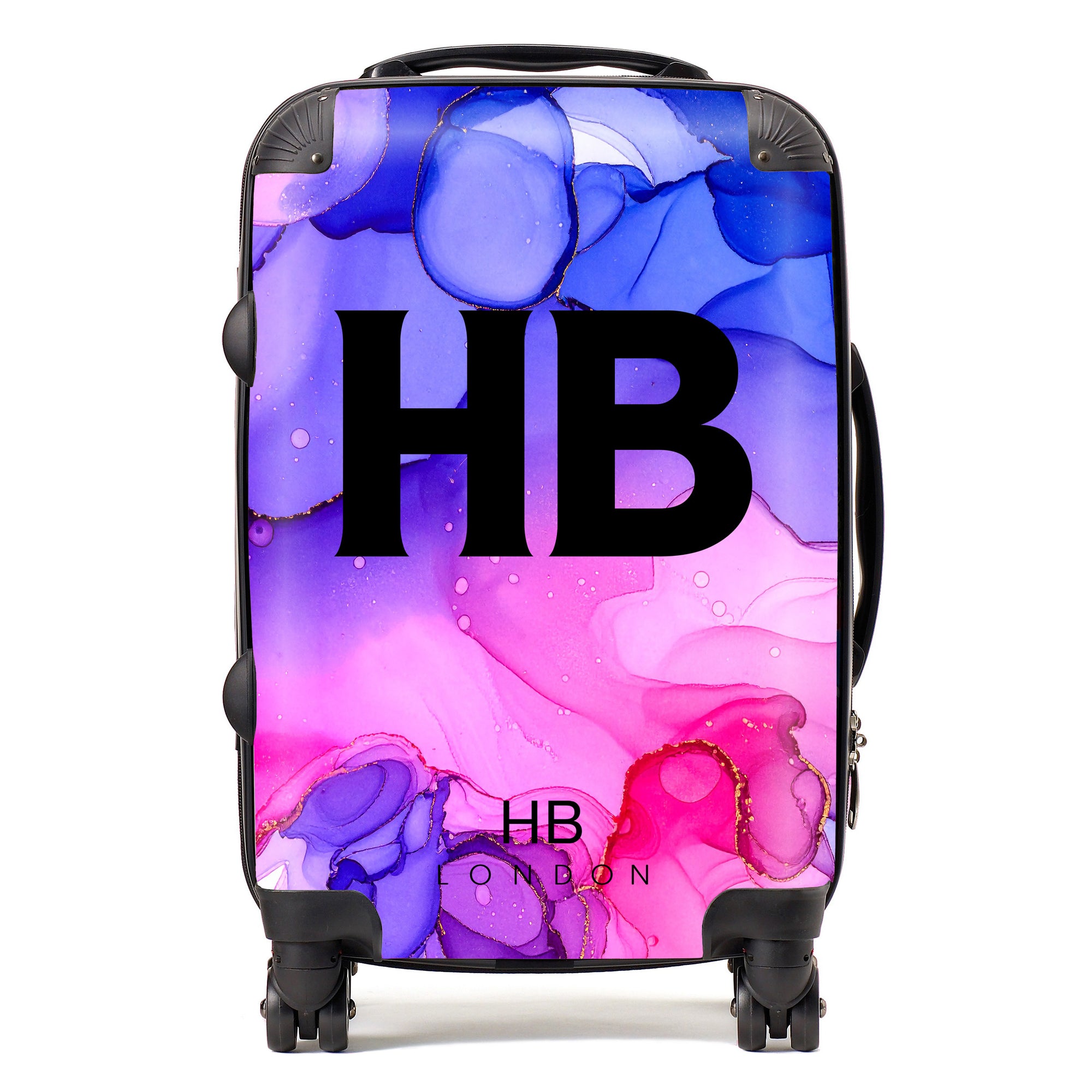 Personalised Bisexual Pride Ink Marble Initial Suitcase