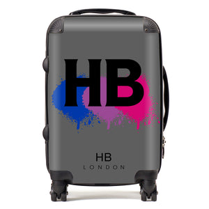 Personalised Bisexual Pride Splashes Initial Suitcase