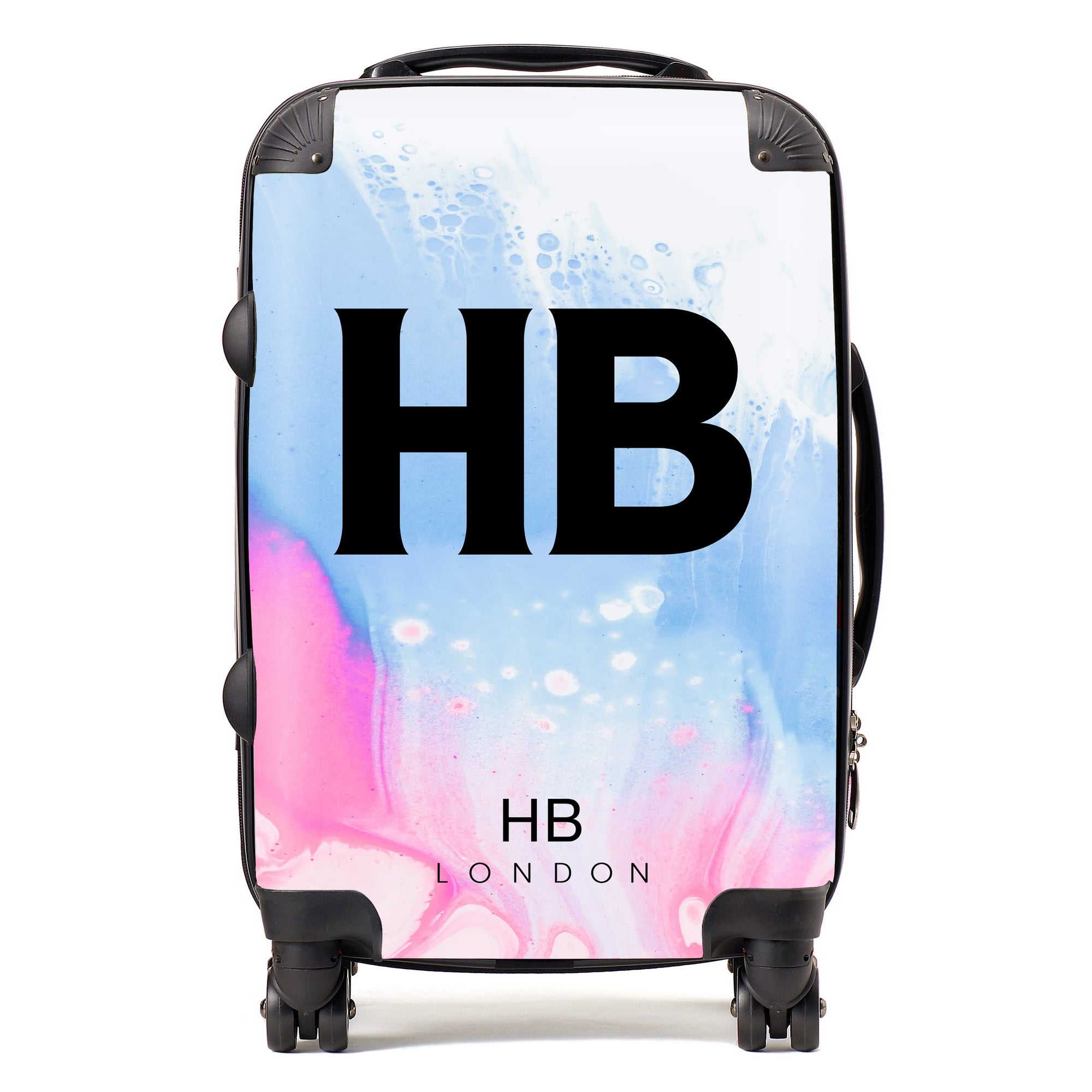 Personalised Trans Pride Marble Initial Suitcase